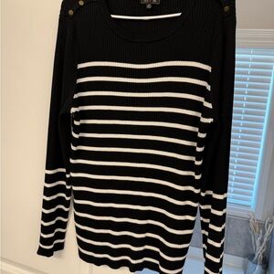 Striped Black & White Crewneck Sweater